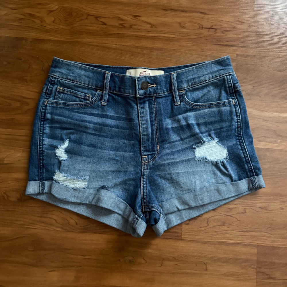 Hollister Blue Distressed Jean Shorts